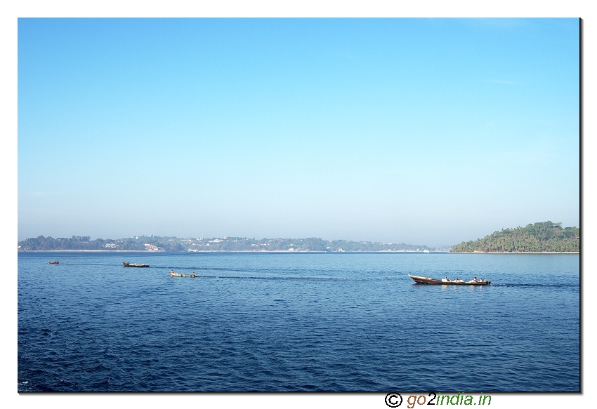 A view of North bay coral island while travelling to Havellock in Andaman