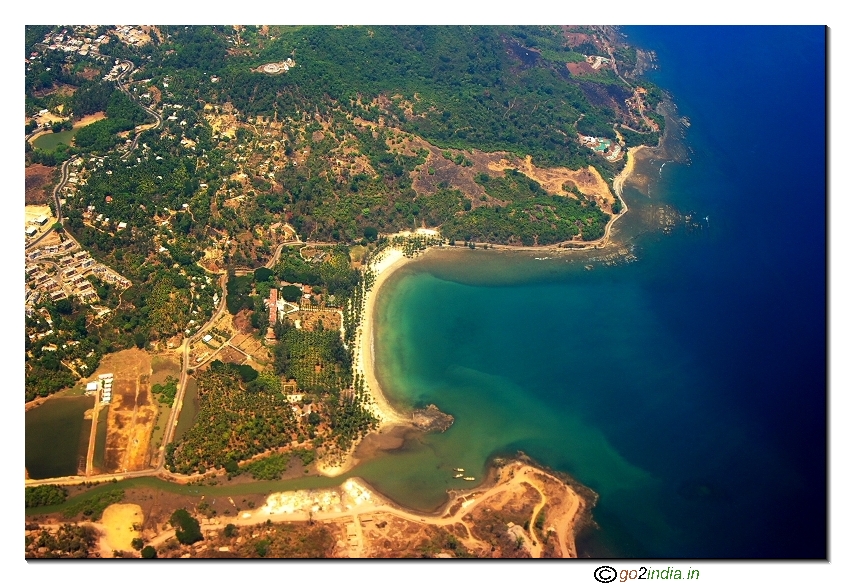 Andaman islands aerial view of Corbyn cove beach